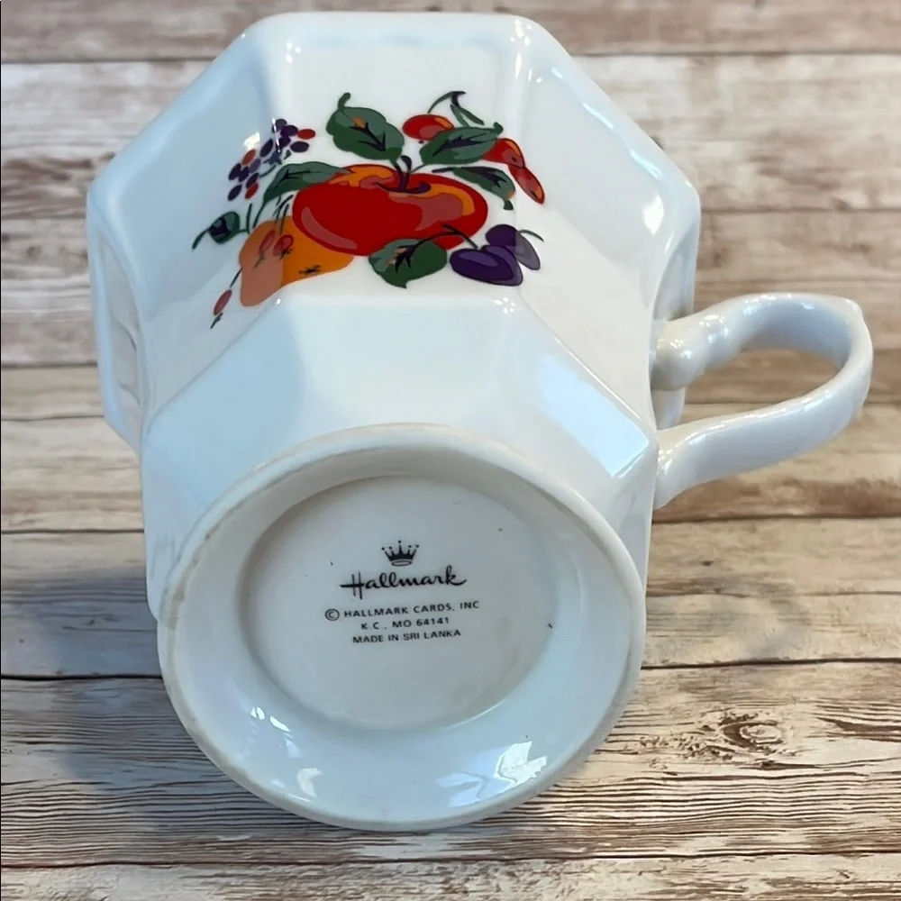Vintage Hallmark Fruit Motif Porcelain Hexagon Footed Teacup